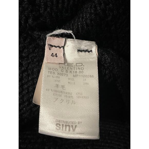 RED Valentino Sweater Womens 44 Black Wool Belted Button Front Long Cardigan - Picture 4 of 9